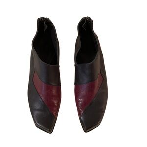 Cywoq Vintage Handcrafted Black & Burgundy Booties